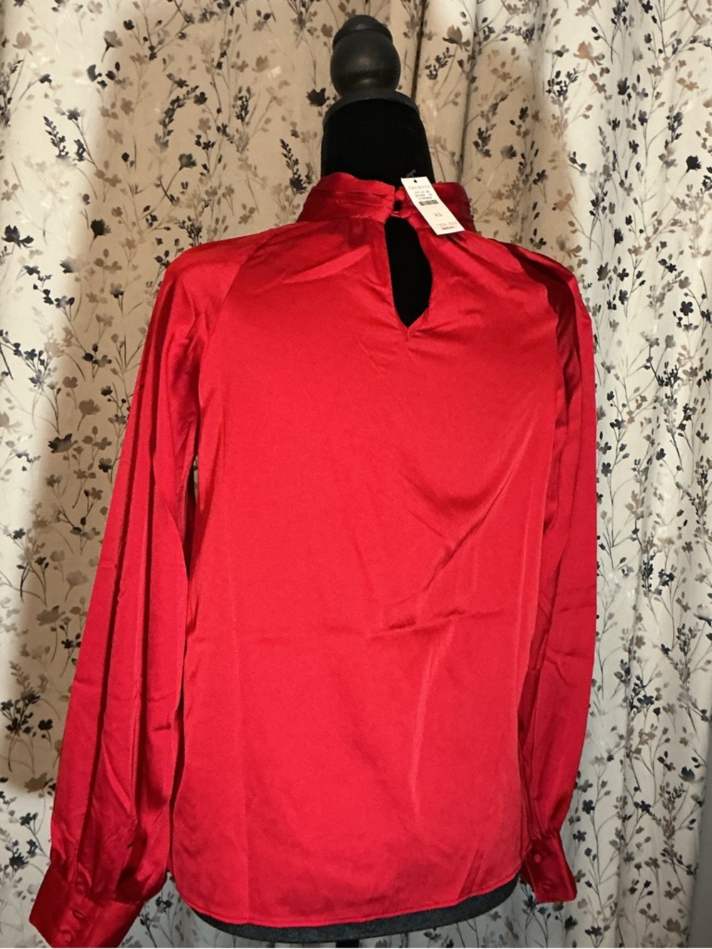 Talbots Red Keyhole Mock-Neck Blouse - Picture 12 of 15